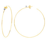 Open End Diamond Hoop Earrings .03 ctw - 14K Yellow Gold