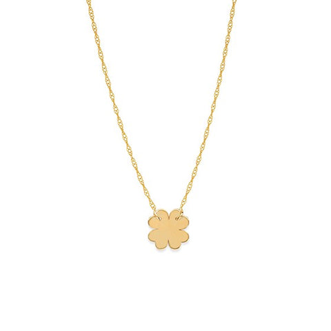 Petite Clover Cutout Necklace - 14K Yellow Gold