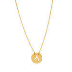 Petite Wishbone Cutout Disc Necklace - 14K Yellow Gold