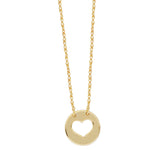 Petite Heart Cutout Disc Necklace - 14K Yellow Gold