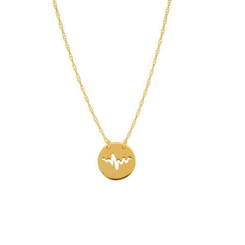 Petite Heartbeat Cutout Necklace - 14K Yellow Gold