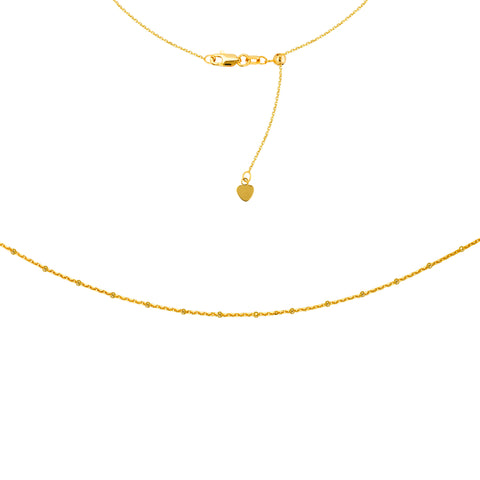 Saturn Chain Adjustable Choker Necklace - 14K Yellow Gold
