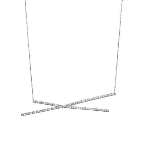 X Bar CZ Necklace - Sterling Silver