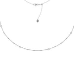 Bezel-Set CZ Station Adjustable Choker Necklace - Sterling Silver - Henry D