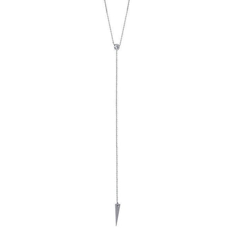 Bezel-Set CZ & Spear Lariat Necklace - Sterling Silver - Henry D