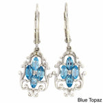 Blue Topaz Dangle Earrings - Sterling Silver