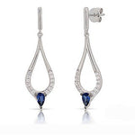 Blue & White CZ Dangle Earrings - Sterling Silver