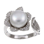 Freshwater Pearl & CZ Ring - Sterling Silver