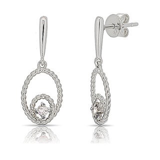 CZ Rope Dangle Earrings - Sterling Silver