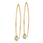 Gold Tone Bezel-Set CZ Threader Earrings - Sterling Silver