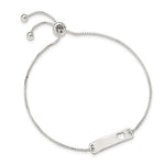 Engravable Pierced Heart Bar Adjustable Bracelet - Sterling Silver