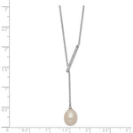 Freshwater Pearl & CZ Necklace - Sterling Silver