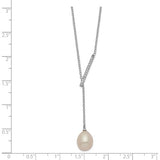 Freshwater Pearl & CZ Necklace - Sterling Silver