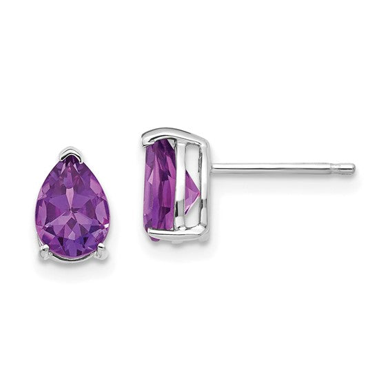 Pear Shape Amethyst Stud Earrings