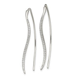 Curved Bar CZ Threader Earrings - Sterling Silver