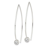 Bezel-Set CZ Threader Earrings - Sterling Silver - Henry D