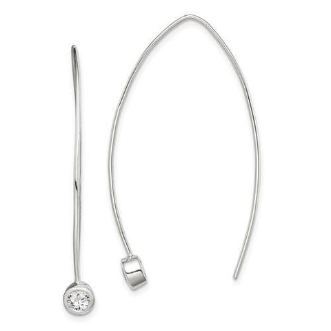 Bezel-Set CZ Threader Earrings - Sterling Silver - Henry D