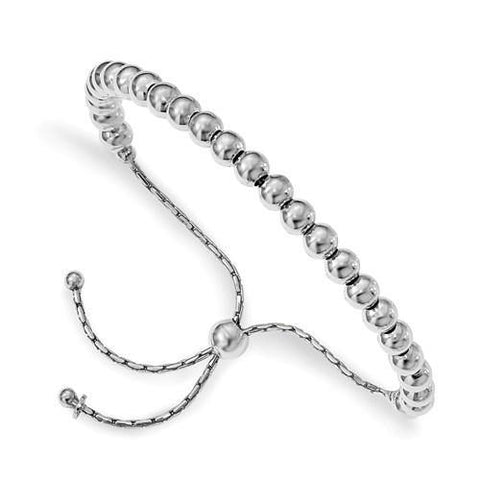 Beaded Adjustable Bracelet - Sterling Silver - Henry D
